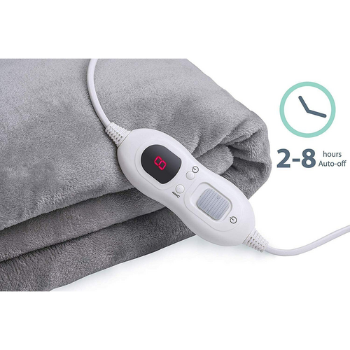 NNEDSZ Double-side Flannel Heated Electric Throw Rug Blanket Fast Heating Warm Washable GREY